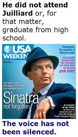 Sinatra on cover of USA Weekend, Sunday, May 4, 2008