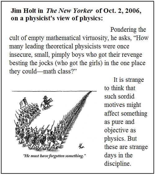 Remarks on physics, with apparently unrelated cartoon, New Yorker, Oct. 2, 2006