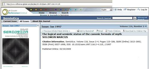 'Semiotica' cover and article by Solomon Marcus on Levi-Strauss's 'canonic formula' of myth