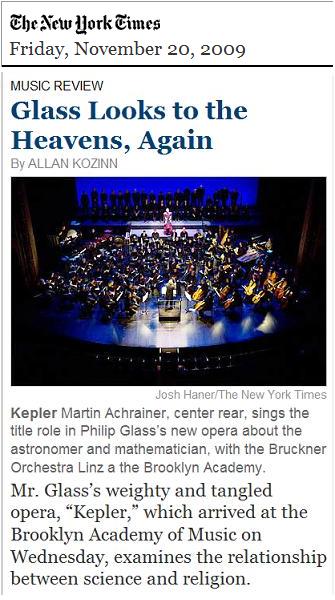 Philip Glass Opera 'Kepler' Wednesday, Nov. 18, 2009, in Brooklyn