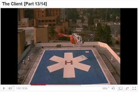 Star of Life on helipad at St. Peter's Charity Hospital in 'The Client'