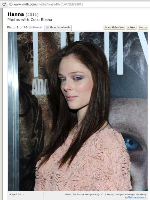 IMAGE- Model Coco Rocha with poster of the film 'Hanna'