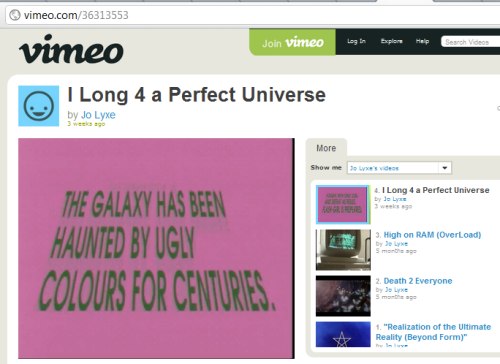 'IMAGE- The Galaxy has been haunted by ugly colours for centuries'- Josefine Lyche, 2001 video