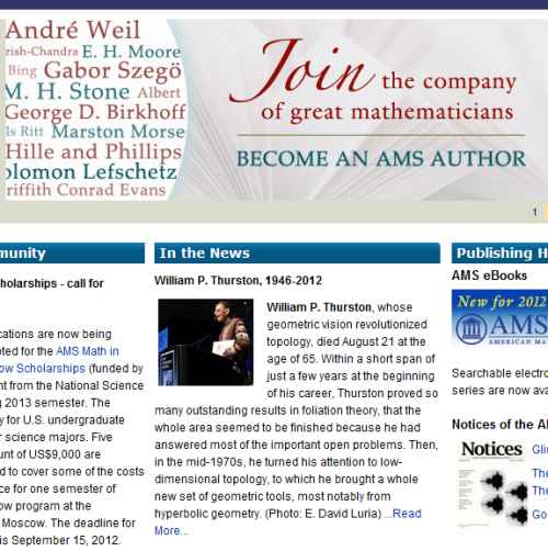Click image for William P. Thurston's AMS obituary. IMAGE- Thurston obit at ams.org