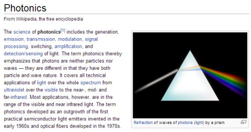 IMAGE- Wikipedia article on Photonics with prism and spectrum
