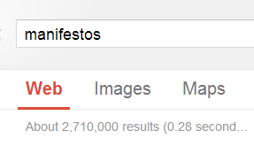 IMAGE- 'Manifestos'- Google's preferred spelling