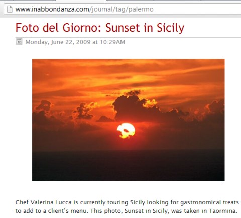 IMAGE- Taormina sunset from inabbondanza.com on June 22, 2009