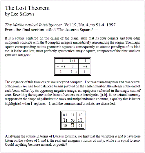 IMAGE- The 'atomic square' in Lee Sallows's article 'The Lost Theorem'