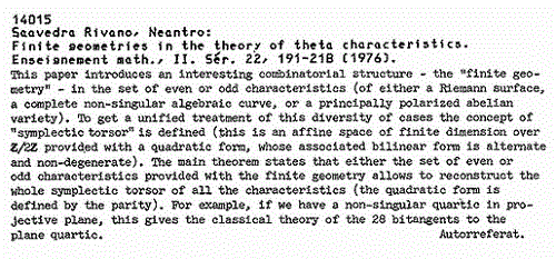 IMAGE- Saavedra-Rivano, 'Finite Geometries in the Theory of Theta Characteristics' (1976)