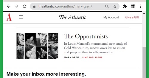 'Make your inbox more interesting.' — Ad for 'The Atlantic' newsletter