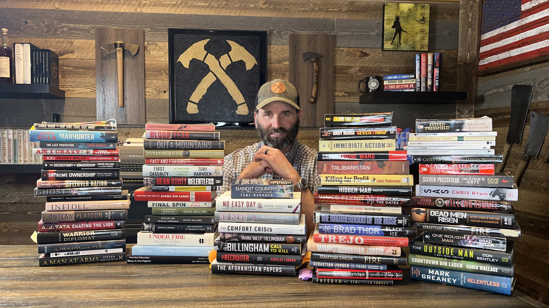 Author Jack Carr with some of his reading list books.