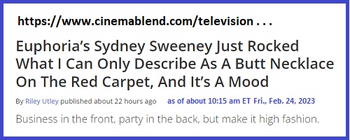 Cinemablend on the 'butt necklace' of Euphoria's Sweeney
