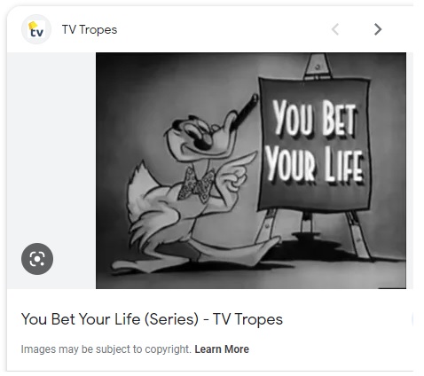 Groucho duck with 'You Bet Your Life' title card