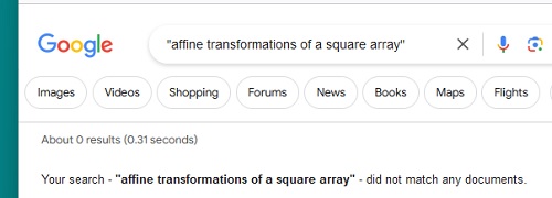 Google search for 'affine transformations of a square array'