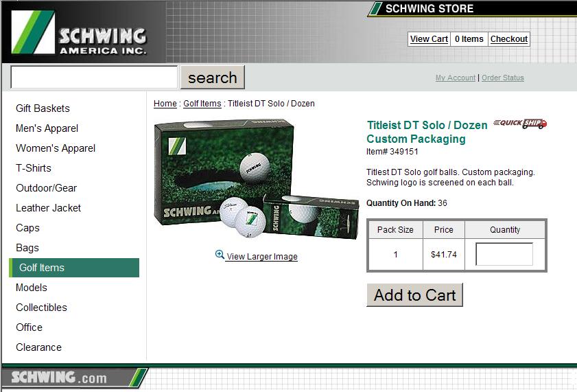 Schwing.com golf balls ad