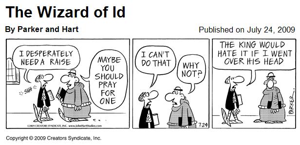 Wizard of Id July 24, 2009 - Prayer advice