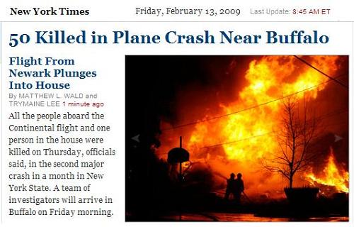 Plane crash near Buffalo on Lincoln-Darwin bicentennial