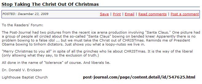 Minister of Lighthouse Baptist Church preaches on Santa as a false idol