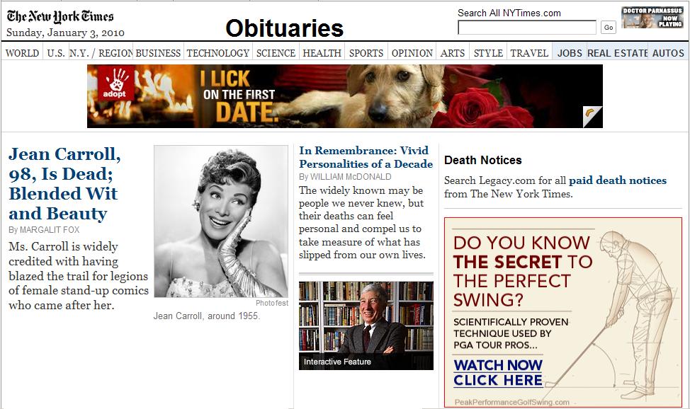 In Remembrance of Jean Carroll, Funny Girl