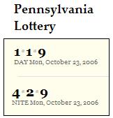 PA lottery Oct. 23, 2006