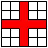 Cross made from 9 squares of a 25-square matrix