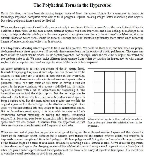 Banchoff on the Torus Within the Hypercube